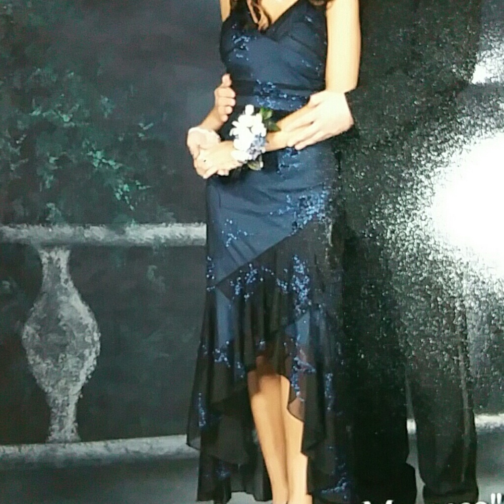 Blue Halter Prom Gown